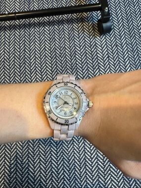 Ladies Pink Ceramic Link Watch - Elegant Everyday Style